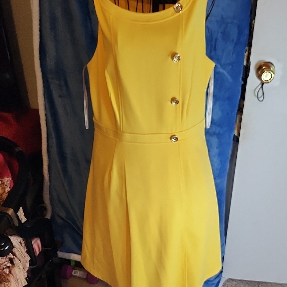 Ellen Tracy Yellow Sheath Mini Dress for Work